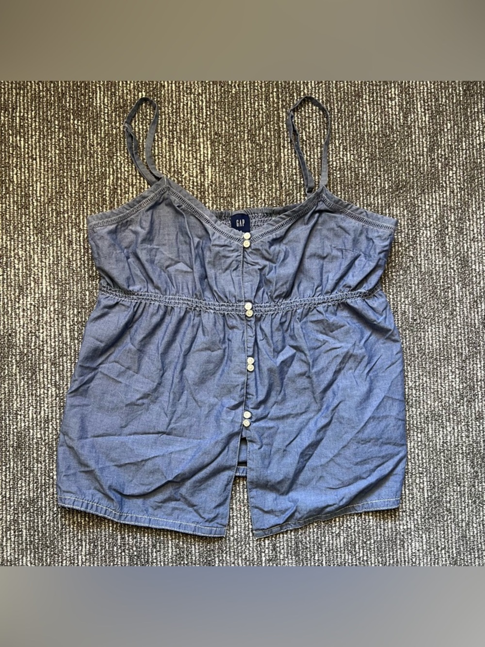 GAP Blue Sleeveless Button Front Cami Top Size 8